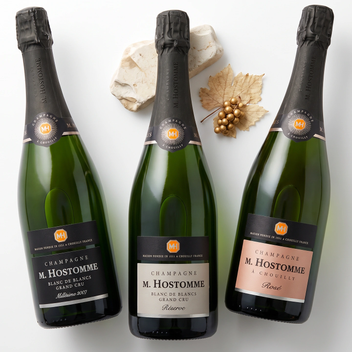 Estuche con 3 botellas de champán francés