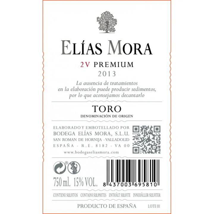 2V Premium D.O. Toro (Caja 6 bot.) | Bodegas Elías Mora